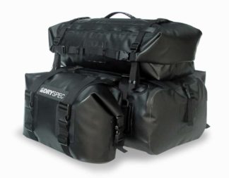 DrySpec D106 Waterproof Motorcycle DryBag Modular Packing System in Black Grey & Orange | 106L Total